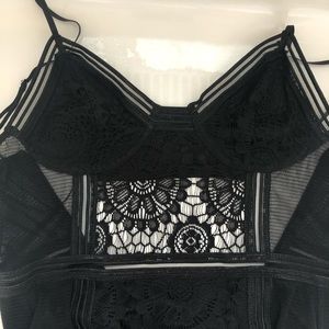 Lush Black Floral Lace Shear Dress